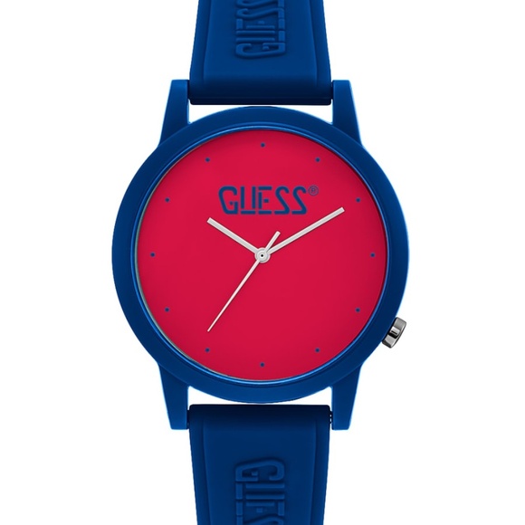 New GUESS Blue Silicone UNISEX WATCH - Picture 1 of 4